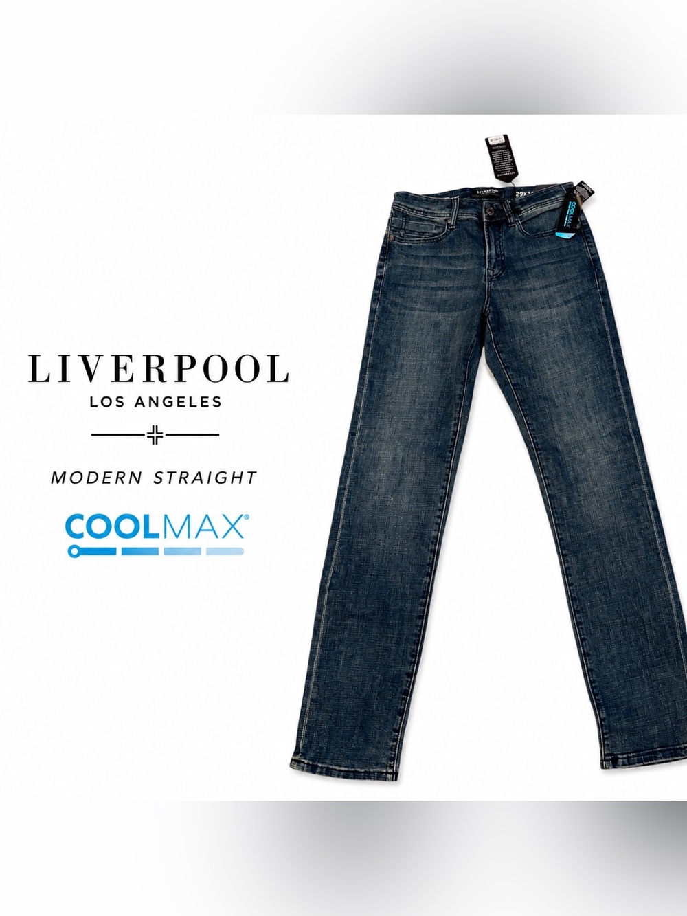 NWT Liverpool Los Angeles CoolMax Modern Straight Jeans 29x32 Dark Wash